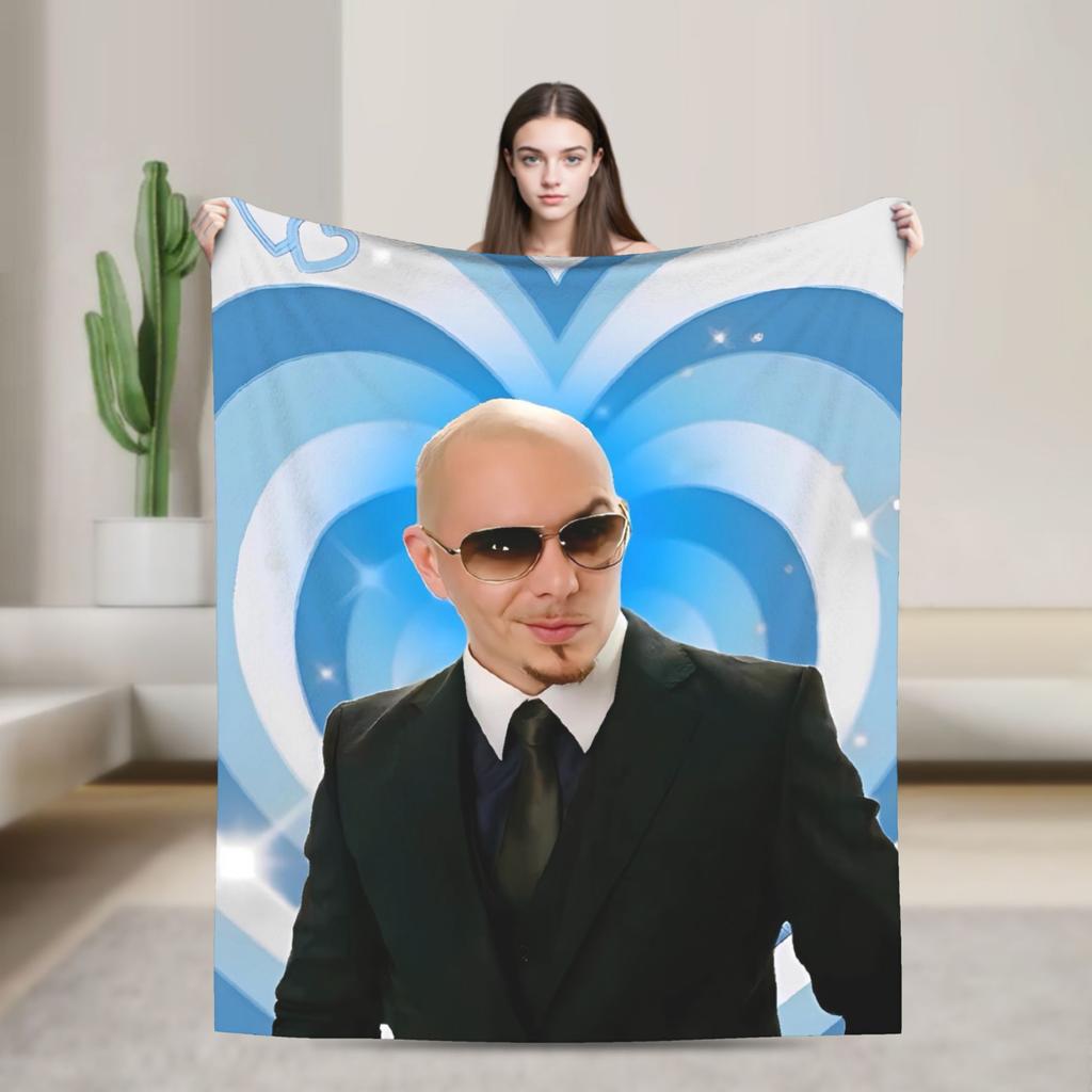 Pitbull Pan. Celosvětové legrační meme deky Teplé měkké plyšové přehozy pro domácí dekoraci Cestování Kancelář Flanelové přehozy na postel Postel