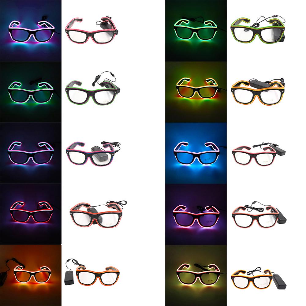 LED-Brille 20 Farben Optional Leuchtend El-Draht Neon Rave-Brille Funkelnd Leuchtend Party Club Feiertag Bar Dekorative Brille