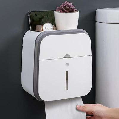 Wandmontierter Badezimmer-Toilettenpapier- und Handyhalter mit Aufbewahrung für Hygieneartikel