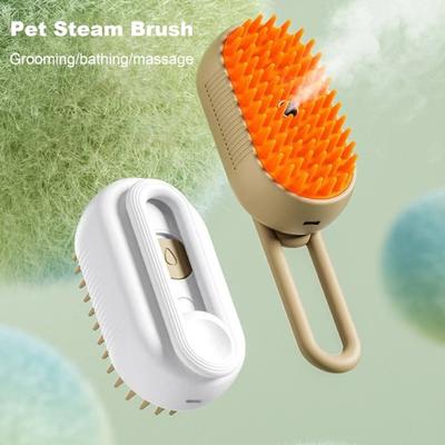 Cepillo de Vapor para Mascotas para Muda 4 en 1 Cepillo con Niebla en Spray para Mascotas con Mango Peine de Aseo Spa para Perros Cepillo de Vapor para el Pelo para Perros Gatos