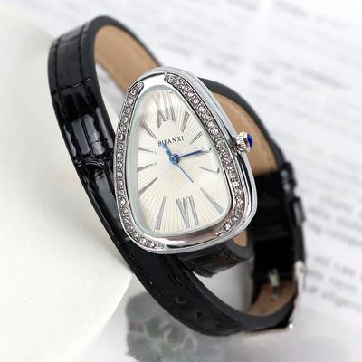 Relógios de Quartzo com Pulseira de Couro Femininos Relógio Feminino Formato de Cobra Relógios de Pulso