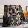 1Pc French Bulldog Print Flannel Blanket, High quality Comfortable for All Seasons, Home Decor, Warmth and Comfort, Perfect for Gifts