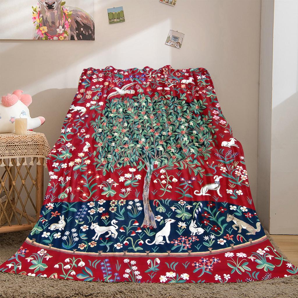 1pc Tree of Life in Medieval Belgium blanket, al season lightweigh Poster blanket home office outdoor nap multifunc Poster blanketional blanket