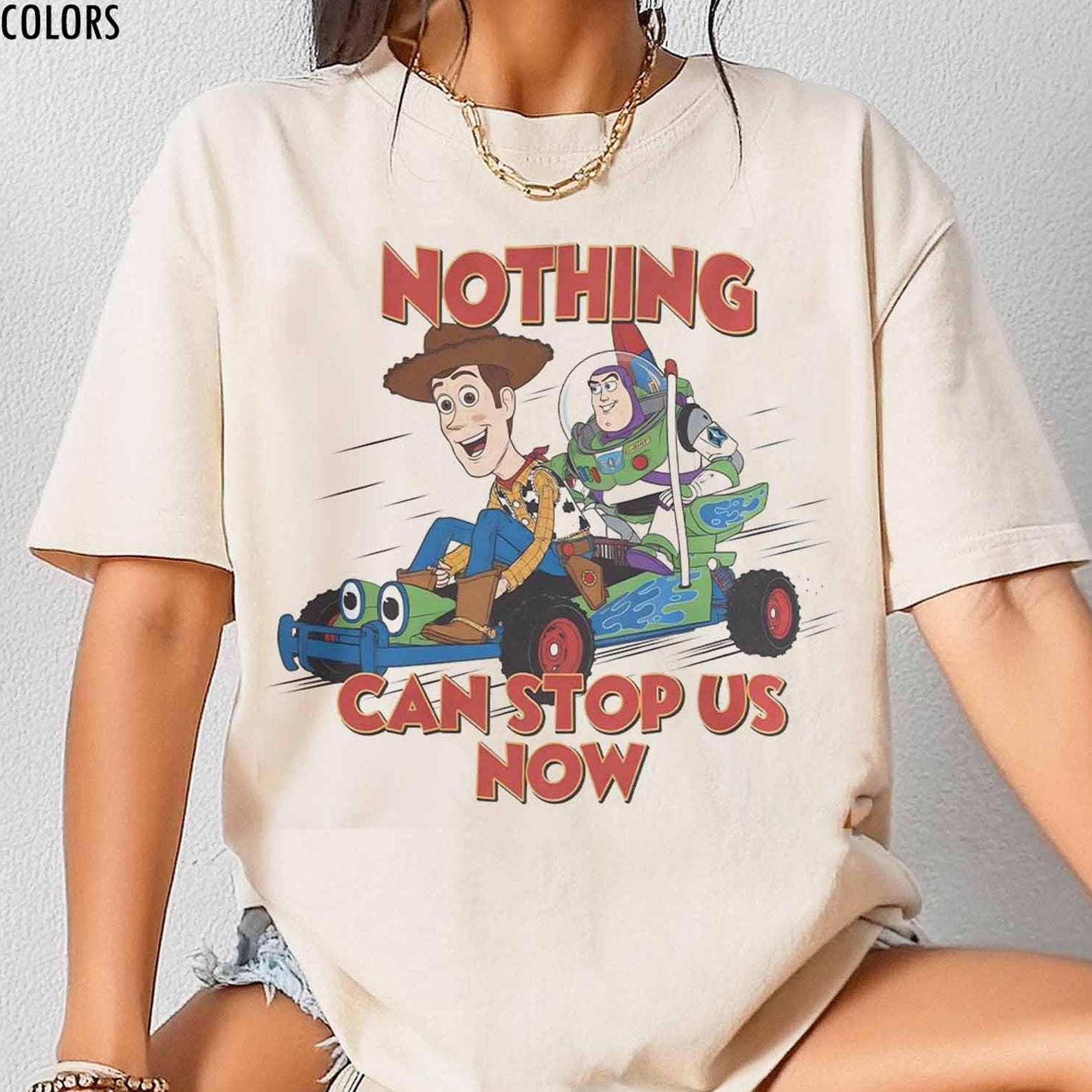 Nothing Can Stop Us Now Shirt, Toy Story Woody Buzz Shirt, Woody And Buzz Toy Story Tee, Funny Racing Graphic Shirt, Pixar Cartoon Tee 4XL