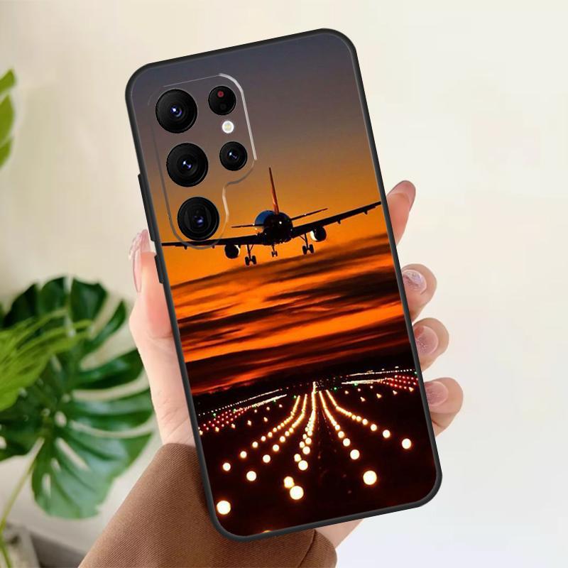 Airplane Plane Aircraft Soft Case For Samsung Galaxy S25 S21 S22 S23 S24 Ultra S9 S10 Plus S20 FE S24 FE Phone Cover