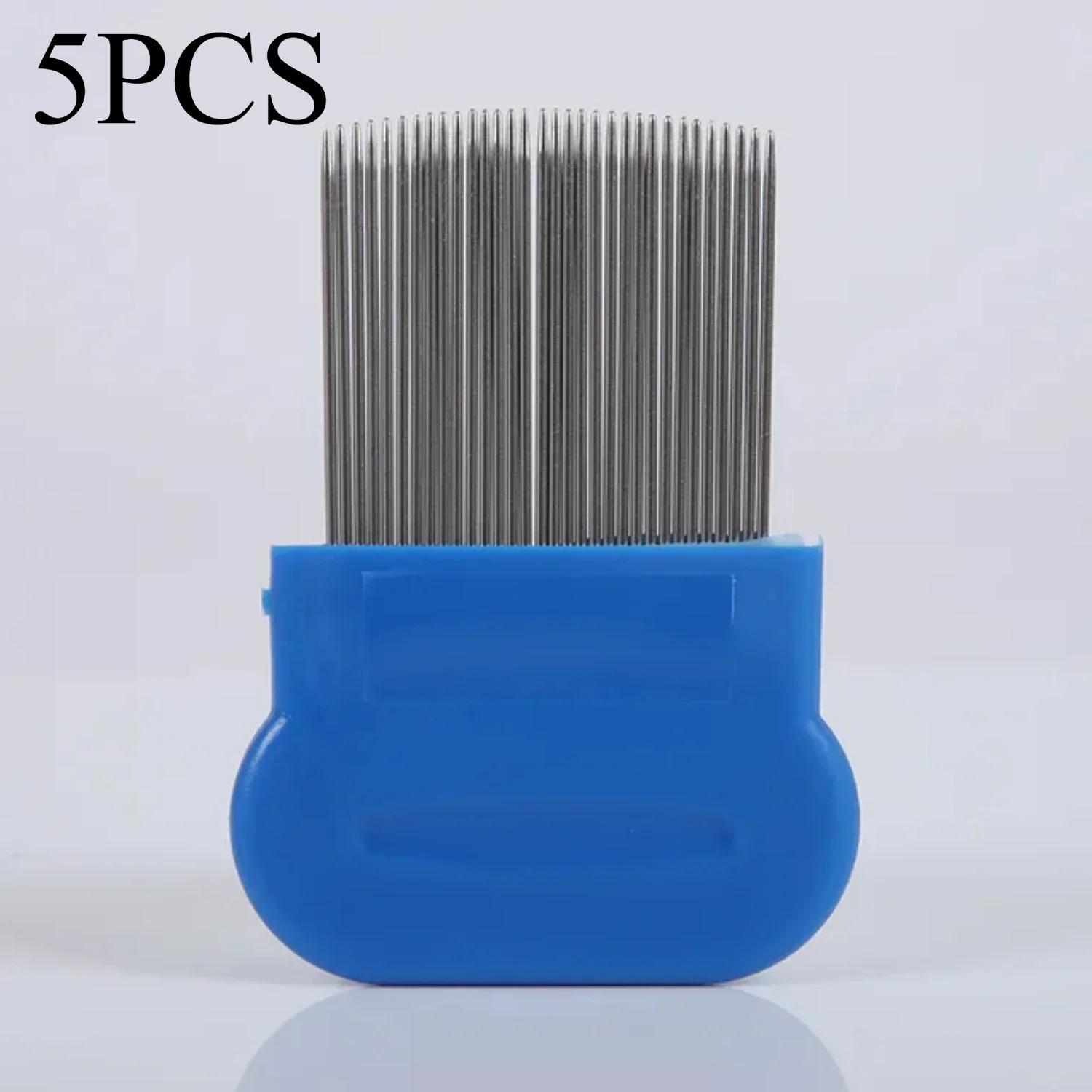 5pcs Stainless Steel Flea,Double-Sided Circular Tooth Design,Professional Pet Grooming for Small,Medium-Sized Dogs,Cats синий
