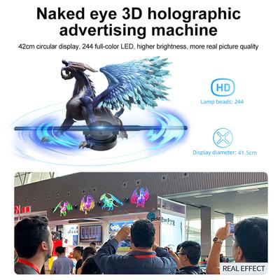 PD42 Proiettore ologramma 3D Display pubblicitario Ventilatore Lettore a parete Foto 3D a occhio nudo HD LED