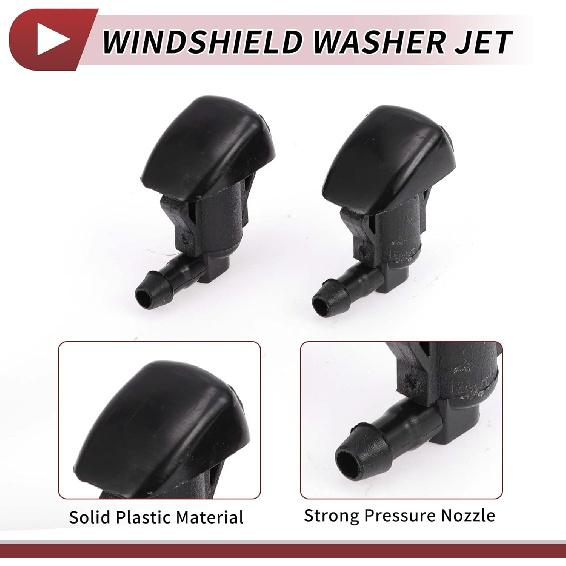 2pcs Windshield Washer Nozzle for Toyota Camry 2002-2006 Front Windshield Spray Nozzles Wiper Spray Washer Jet No.85381AA042 Black Plastic