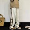 Splicing Contrasting Casual Pants for Men Featuring a Trendy American High Street Design with Loose Straight Legs and Wide Legs