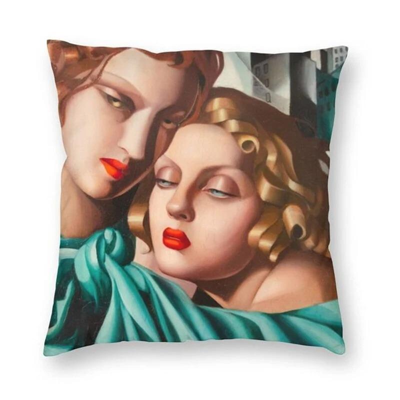 Sexy weibliche Kunst Ölgemälde bedruckter Kissenbezug Heimdekoration Schlafzimmer Wohnzimmer Sofa Kissenbezug 45x45cm