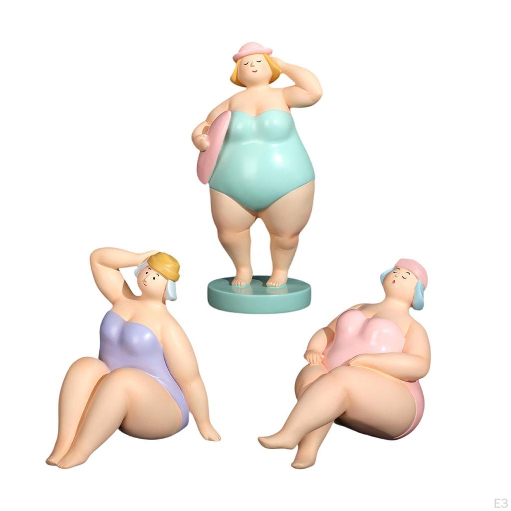 Beach Woman Figurine Ornament Decorative Craft Desktop Sculpture Resin Statue for Entryway