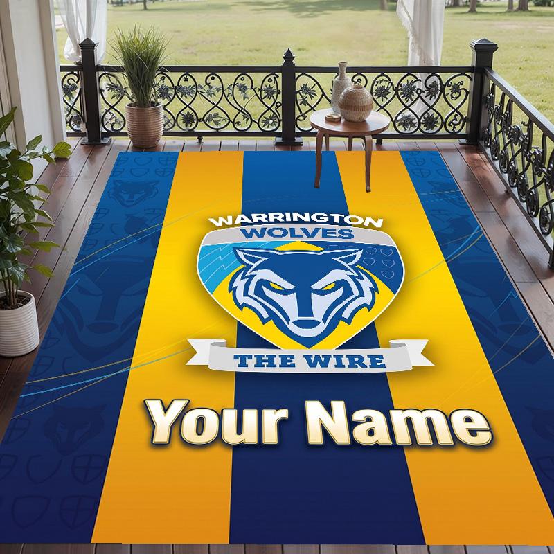 Custom Text Printed Rug Warrington Wolves Non Slip Floor Carpet For Home Room Decor