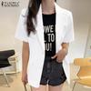 ZANZEA Frauen Kurzarm Blazer Mantel Revers Kragen Elegante Casual Jacken Outwear Plus Größe