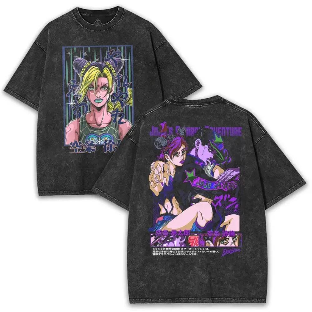 JoJo's Bizarre Adventure Jolyne Joutarou Kuujou Clothing Men Women Tshirts Washed Cotton Tee Retro T-shirt Harajuku Male T Shirt