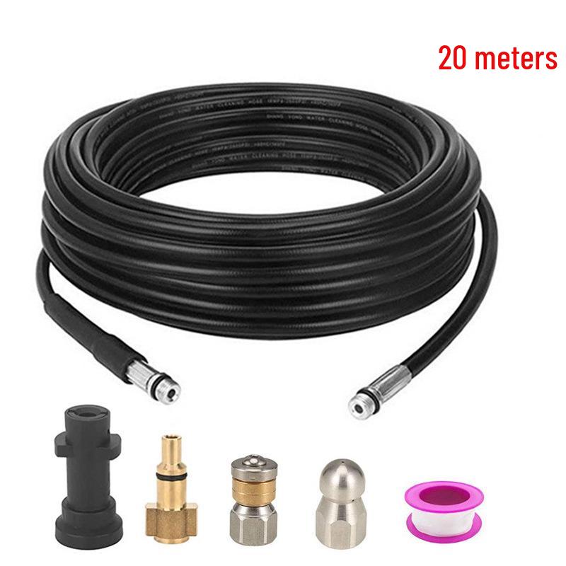 Heim-Hochdruck-Autoreiniger mit explosionsgeschütztem Wasserauslass, Rohrreinigungsspirale, Gummischlauch, Abflussreinigungsrohr und Wasserratten-Set