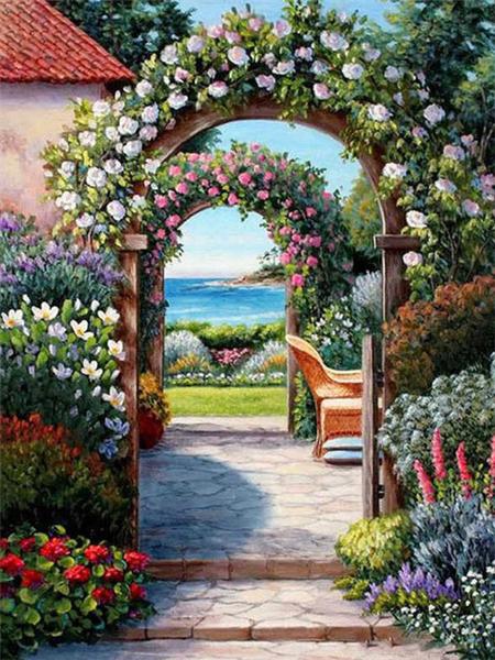 Diy 5d Full Diamond Painting Landscape Embroidery Square Round Drill Rose Wreath Door Mosaic Cross Stitch Art Hobby Gift