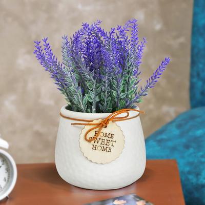 Polyester Artificial Lavender Flower Plant With Pot Home Décor Items New