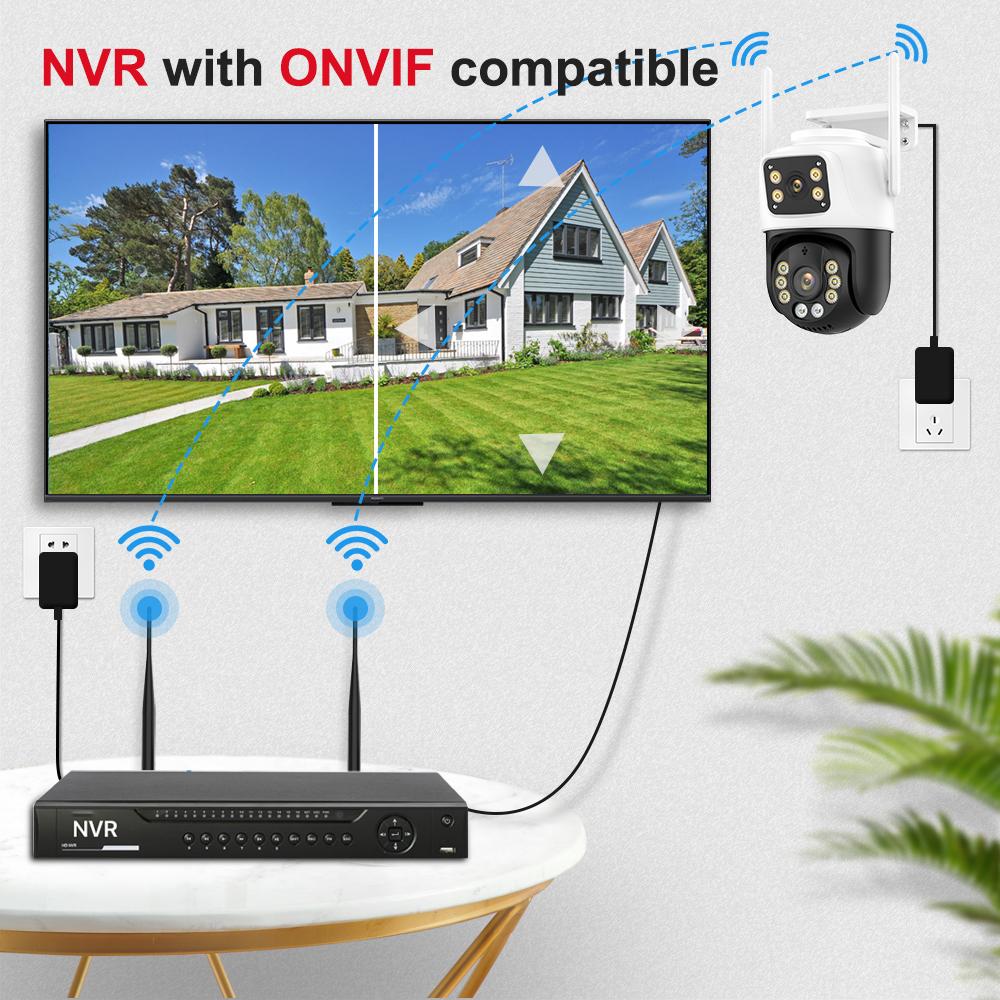 Dual Lens 360º Wifi Camera IP66 Security Protection 8MP 4K Wireless Outdoor Human Detection ICSEE Video Surveillance PTZ Camera