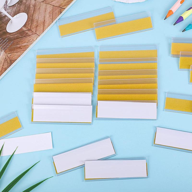Clear Adhesive Shelf Tag Label Bag Paper Card Labels Pockets Diy Organizing Classify Items Stationery Office Storage Supplies
