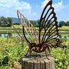 Rusty Butterfly Garden Ornament, Hollow Out Butterfly Silhouette Lawn Decoration, Butterfly Yard Statues Pathway Signs for Outside Patio Yard Lawn