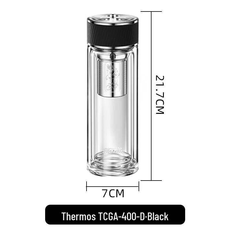 Thermos TCGA-400-D Double-Layer Glass Tea Bottle with Infuser