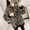 Women's Hoodies Fashion Style Sports Outer Wear  Zebra Pattern Print Sweatshirts