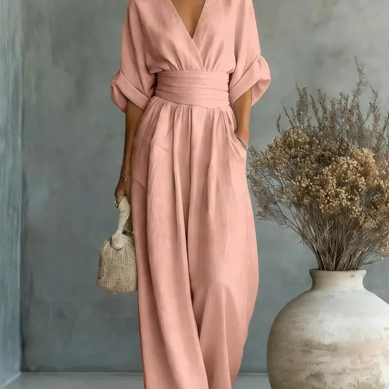 Elegant Waisted V-neck Women’s Jumpsuit