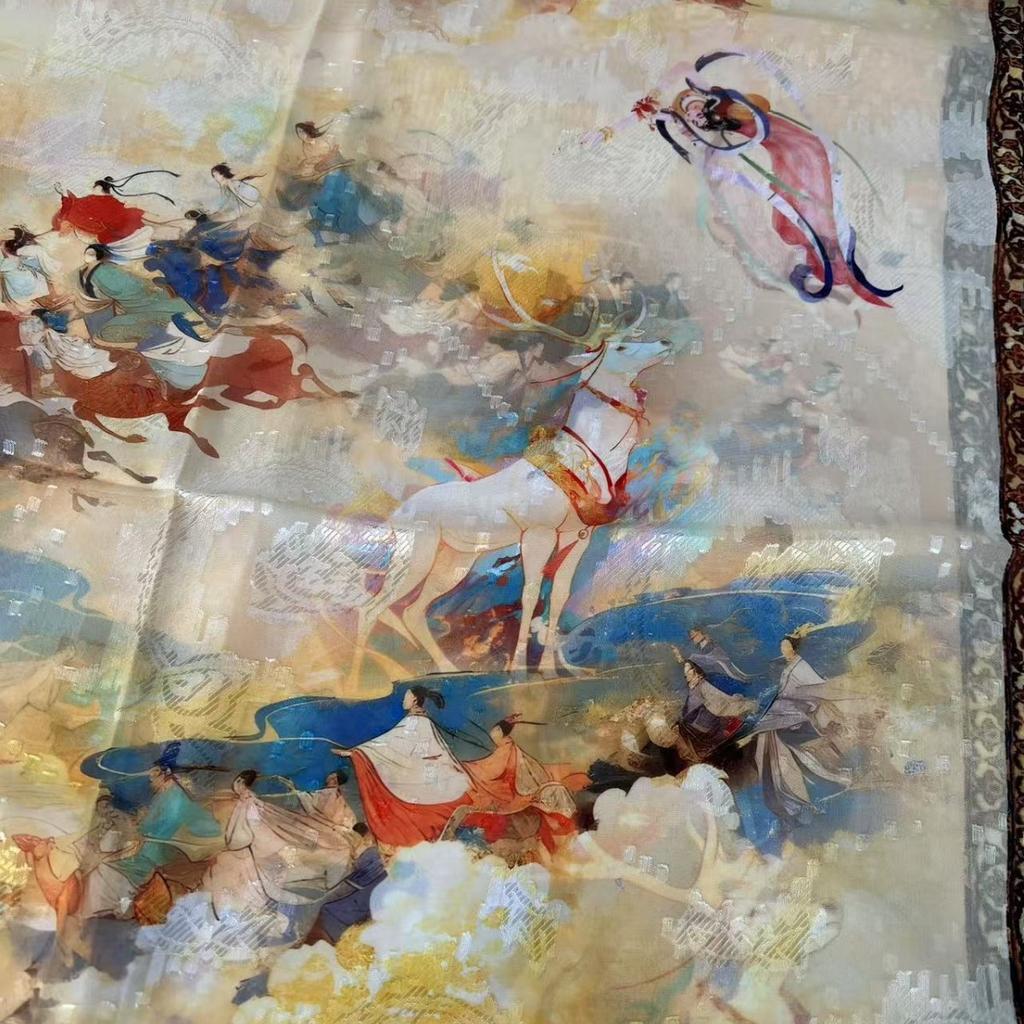 Xiangyun Cut Flower Thin Popular National Style Jacquard High-End Versatile Silk Scarf 180X70Cm Shawl