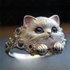 Anello Gattino Squisito, Personalità Unica, Semplice ed Elegante Stile Ins, Senso di Alta Gamma, Senso del Design Versatile