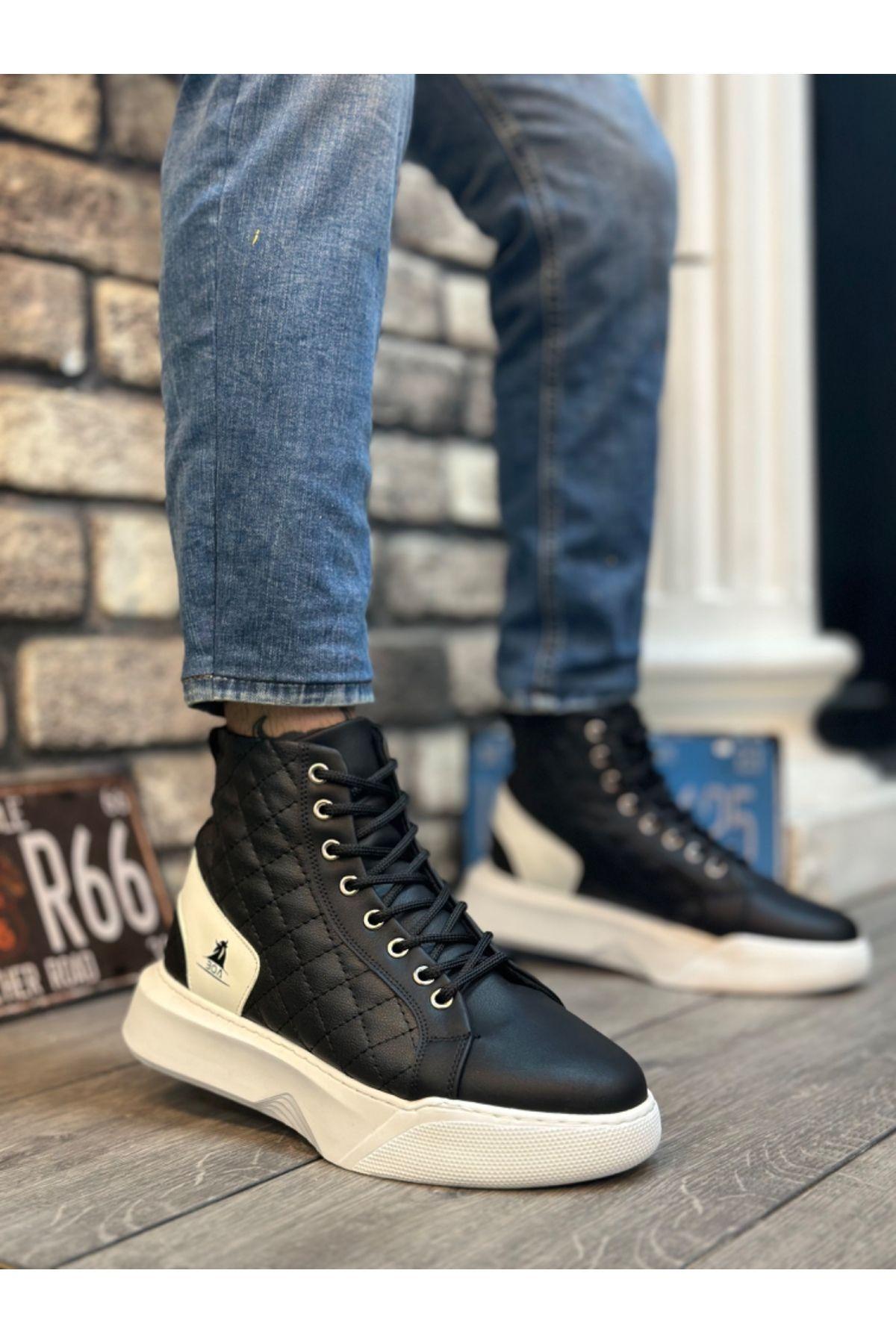 

Мужские модные ботинки на плоской подошве, Bootie Ba, черно-белые стеганые спортивные ботинки на высокой подошве со шнуровкой, обувь 40