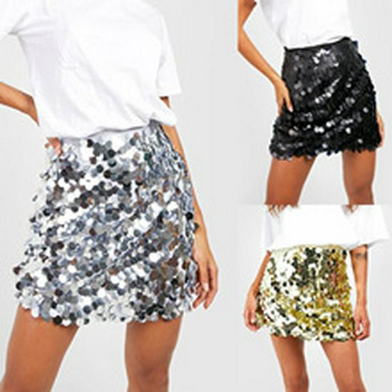 Women's Summer High Waist Sequined Wide Leg Pants - Slimming Solid Color Fashion