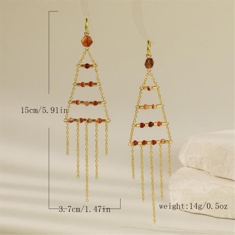 Delicate Natural Stone Dangle Earrings Adornment Chic Ear Drop Pendant Accessories Fringe Ear Hooks for Daily Wear Dates