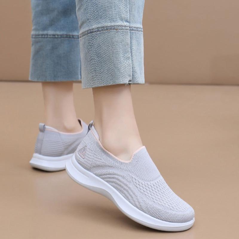 Fashion Women Knitted Shoes Spring New Women's Sports Shoes, Breathable, Lightweight, Non-slip, Wear-resistant, Casual Shoes, Flat Shoes