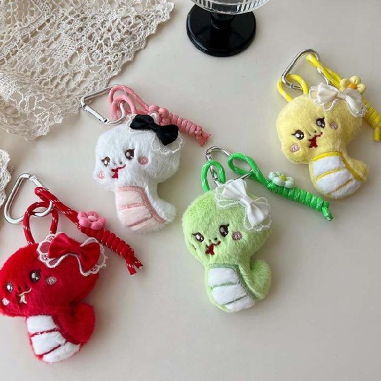 Delightful Snake Shape Keychain Soft Plush Bag Pendant Add Touch to Any Item Car Key Holder Backpack Charm for Daily
