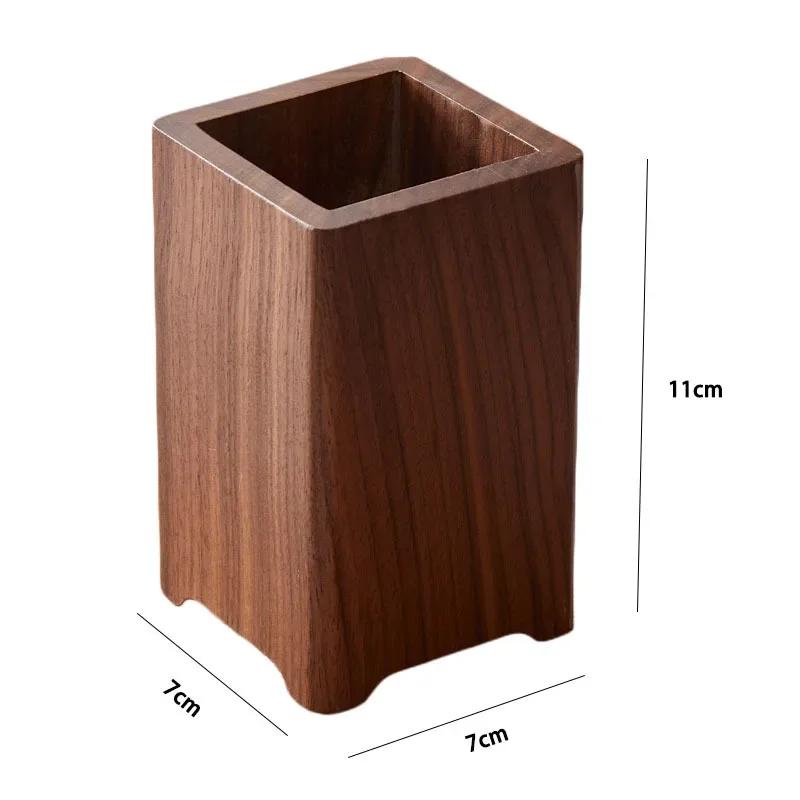 

Black Walnut Wood Pen Holder Minimalist Design Desk Organizer Multifunctional Storage Box for Home and Office