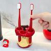 Hygienic Ceramic Toothbrush Stand With 4 Compartments  Fruit Core Theme Bathroom Storage Rack Pen Holders Organizers