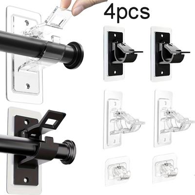 4pcs No-Drill Curtain Rod Bracket Set, Self-Adhesive Curtain Rod Holders, Includes Nail-Free Curtain Rod Hooks,Suitable for Home