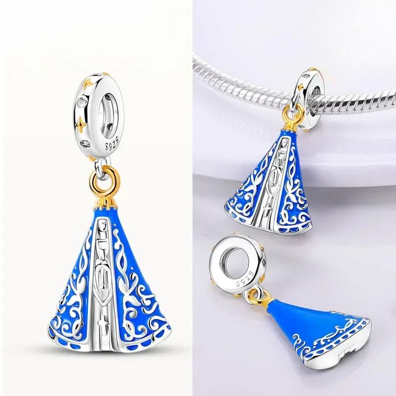 Copper Our Lady Charm Bead The Virgin Mary Dangle Fit Original Bracelet Pendants Jewelry Marking Fine Gift For Women