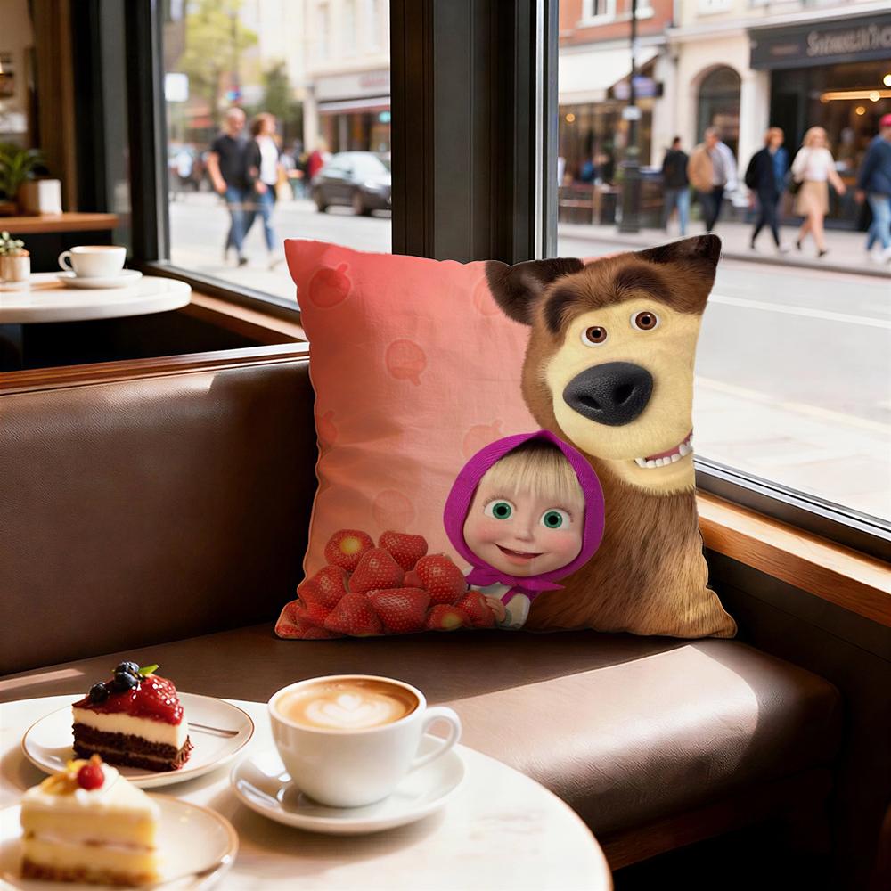 

Cartoon Masha And Bear Cushion Cover Decorative Cushions Covers Cover Sofa 50x50 Pillow 4 Piece 45x45 40x40 Pillowcase 30X30cm