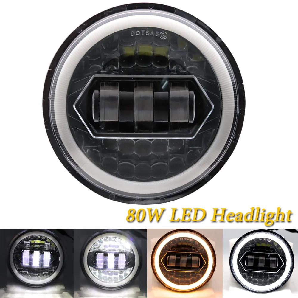 5.75 Inch Black Halo Angel Eyes LED Headlight For Triumph Sportster 1200 883 Street 500 750 5-3/4" Projector Round Headlamp