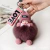 Plüschfuchs-Puppe Schlüsselanhänger Pompon Taschenanhänger Zubehör Weicher Fellball Anhänger mit Strickmütze und Band für Rucksack Handtasche Dekoration
