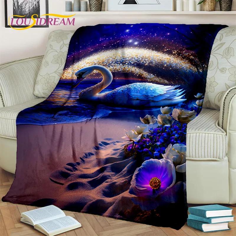 3D Dream Love Swan Cartoon Cygnus Girl Gift Blanket,Soft Throw Blanket for Home Bedroom Bed Sofa Picnic Travel Cover Blanket Kid