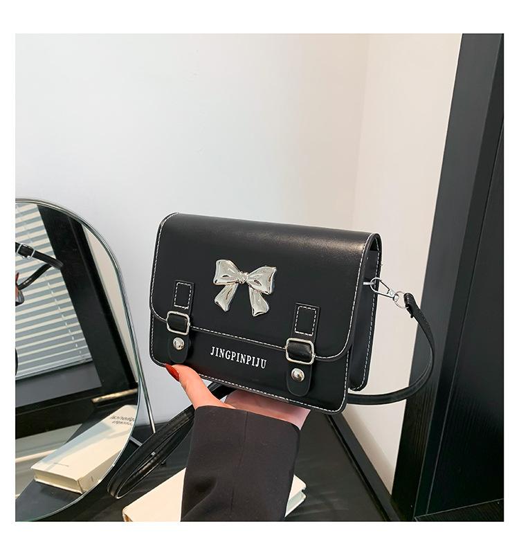 

2024 летняя новая модная универсальная сумка с высокой текстурой и бантом, переносная сумка через плечо для женщин чёрный