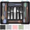 ukeetap Extra Large Expandable Silverware Organizer, BPA-Free Food-Safe Cutlery Flatware Organizer, Kitchen Utensil Drawer Organizer, Adjustable