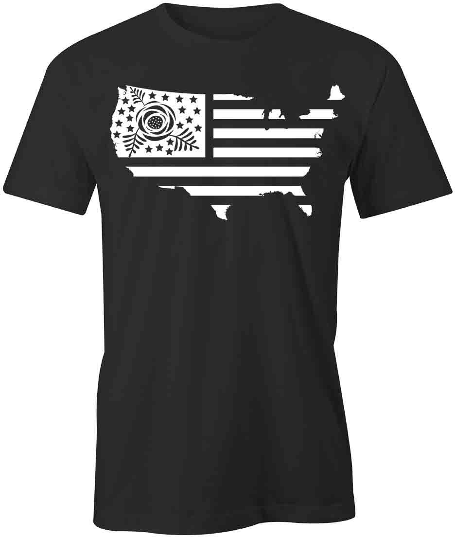 AMERICA FLOWER TShirt Tee Short-Sleeved Cotton PATRIOTIC CLOTHING S1BSA328 XL
