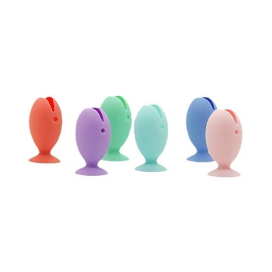 2 Piezas Soporte para Cepillo de Dientes Forma de Pez con Ventosa Fuerte Soporte para Cepillo de Dientes Silicona Suave Drenaje Rápido Organizador de Baño