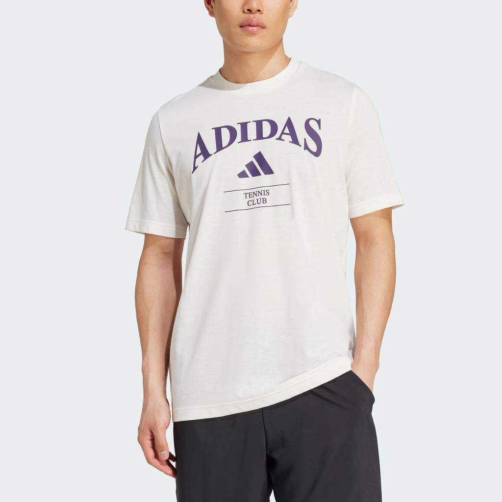 Adidas Climacool Heritage SS25 Grafisk Retro Tennis Rund Hals Kort Ermet T-skjorte Herre Topper Rosa Hvit Aurora-Lilla KA0996