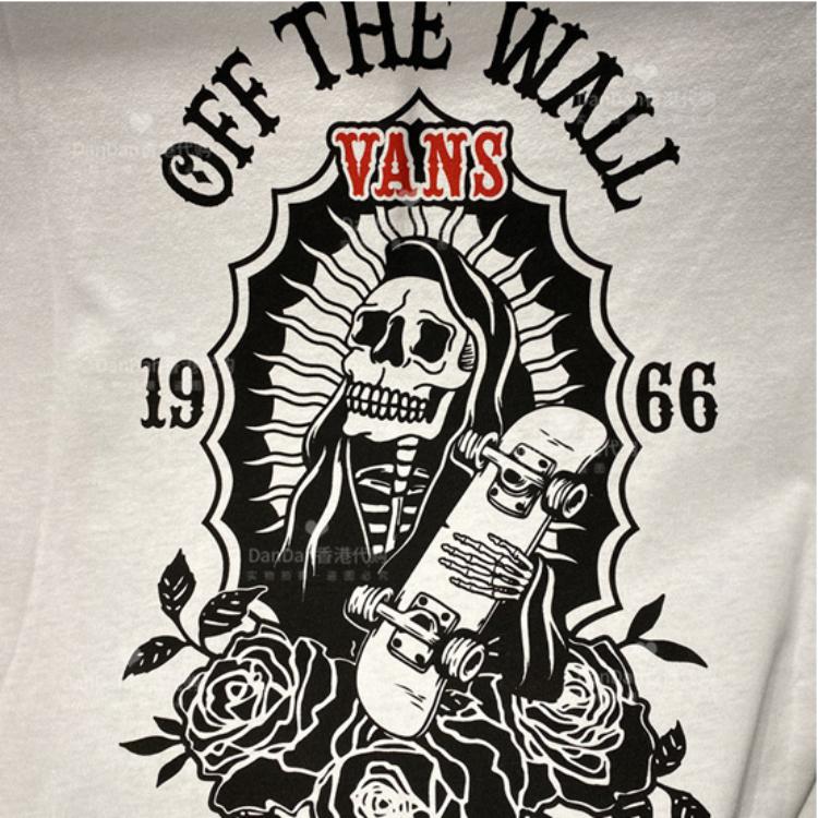 Vans Alphabet Skull Print Sports Short-Sleeve T-Shirt Women Tops White VN0A4MNEWHT