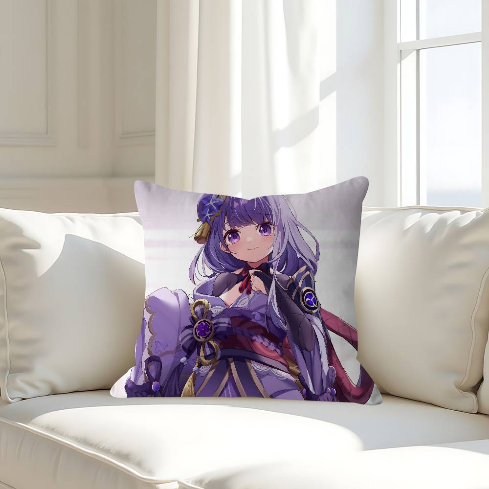 G-Genshin Impact Raiden Shogun Kissenbezug Abnehmbarer Waschbarer Kissenbezug – Ganzjahres Weiches Leinen