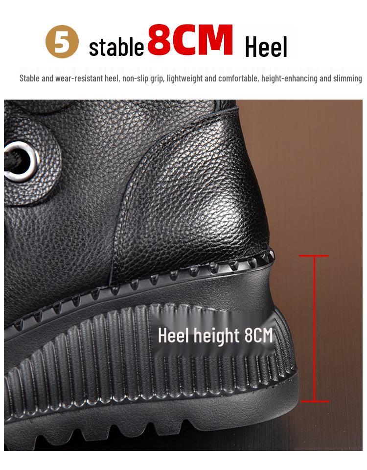 Women's Genuine Leather Retro Platform Ankle Boots - Lightweight, Soft, High-Top (2025 Autumn/Winter Collection)